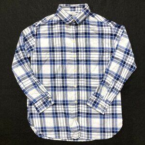 Old Navy Boyfriend Shirt Women's Size XS Petite White Blue Black